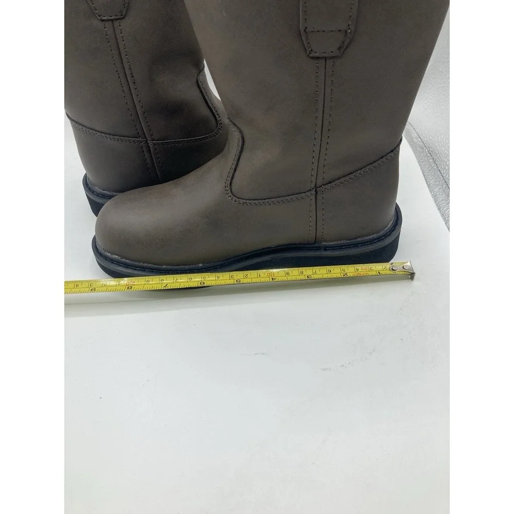 Georgia Boot Wellington Brown Pull On Work Leather Boots G099 Size 1.5M Kids 7